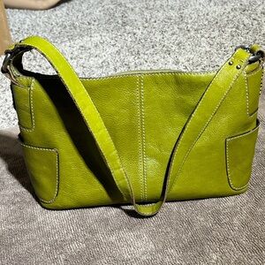 Fossil Green Leather Shoulder Bag